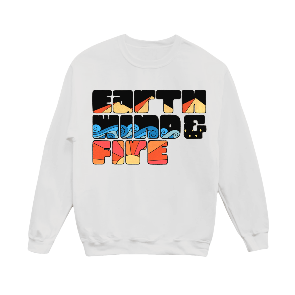 Earth, Wind & Fire Illustration Logo White Crewneck Sweatshirt