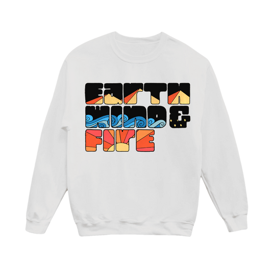 Earth, Wind & Fire Illustration Logo White Crewneck Sweatshirt