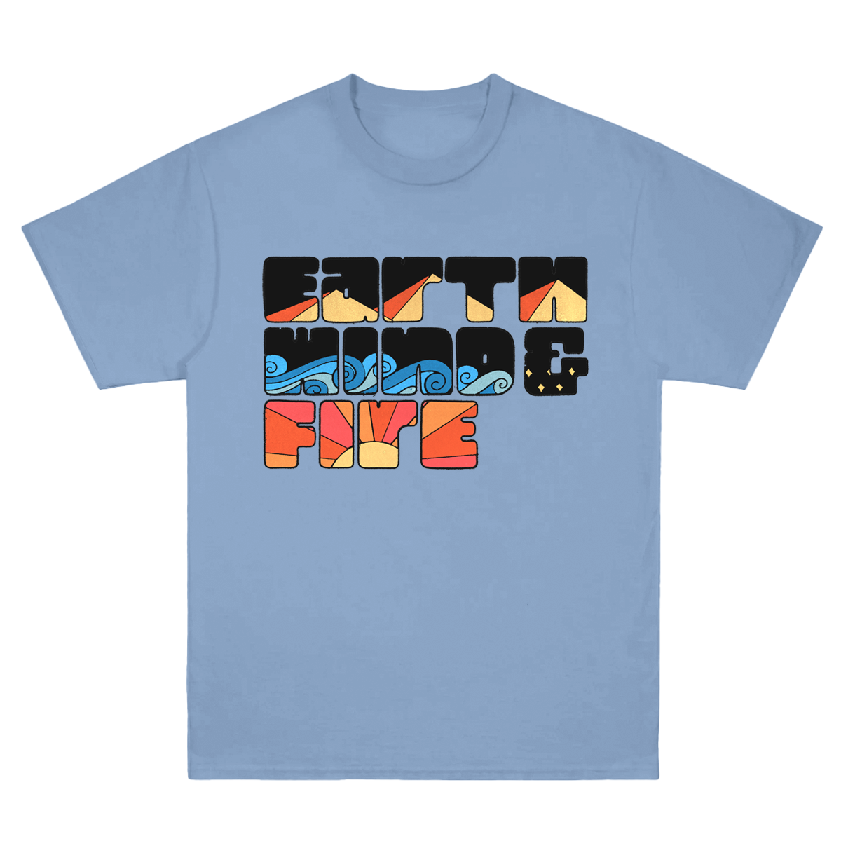 Earth, Wind & Fire Illustration Logo Blue T-Shirt