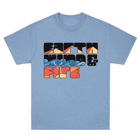 Earth, Wind & Fire Illustration Logo Blue T-Shirt